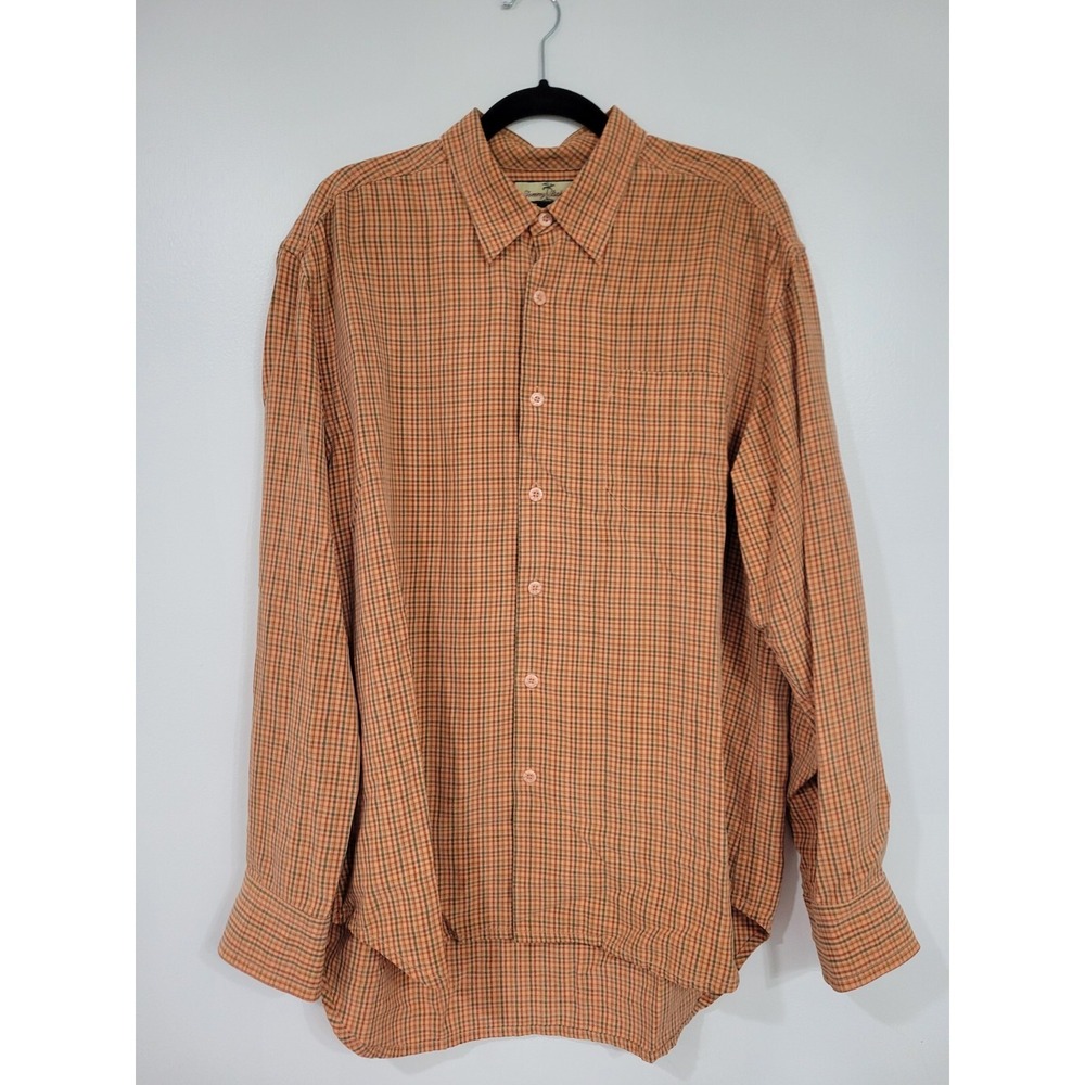 TOMMY BAHAMA  Orange Plaid Long Sleeve Button Shirt Men's‎ Large